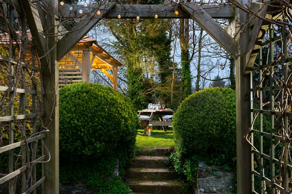 Water Mill garden and hot tub